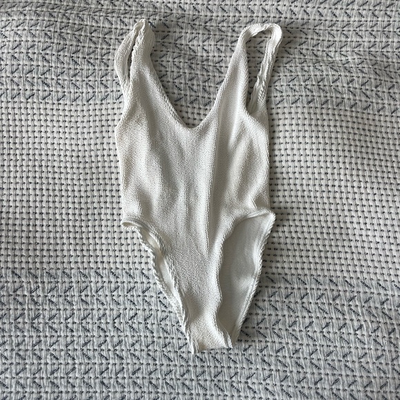 Bone Eye Crinkle One Piece Bathing Suit White - Picture 7 of 10